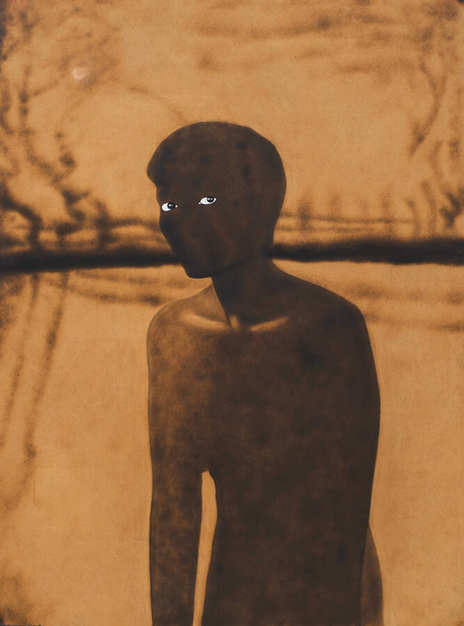 Why are You Looking at Me \n36x48inches, Pyrography 2025